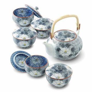 Japanese Teapot Kyusu Dobin Teacup Yunomi Set Arita Ware Flower Pottery Japan