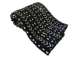African Bogolan Black And White Mud Cloth Textile Mali 38 " By 71 "