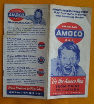 Vintage Highway Map - Amoco Gas Co.  Maine To Florida 40 