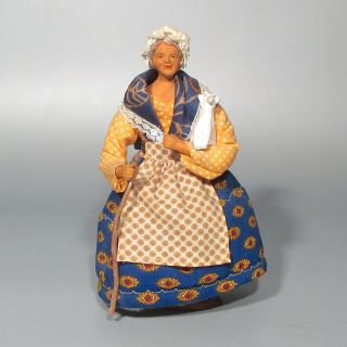 Vintage French Terracotta Dressed Santon From Provence “woman With Lamb”,  Sheep