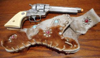 Vintage Toy Gun With Holster,  Nichols Stallion 38 Diecast Six - Shooter