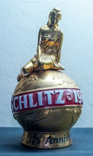 Vintage Schlitz Golden Globe Lady Ceramic Decanter - Excellant