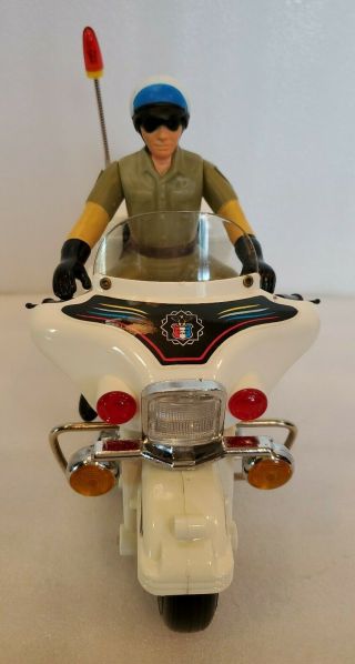 Vintage 1980s Battery Operated Bump N Go Action Police Motor Cycle