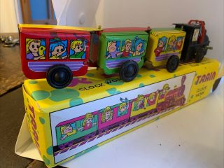 C1970s Tetro Vintage Windup Clockwork Tinplate Toy Train Near & Boxed