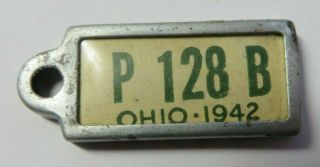 Very Early Vtg 1942 Ohio License Plate Tag Keychain Dav Mini Disabled Veteran