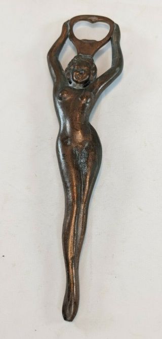 Vintage Metal Bottle Opener Naked Woman Nude Lady Made Hand Craft Bar Tools