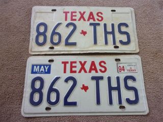 1994 Texas License Plate Pair Us