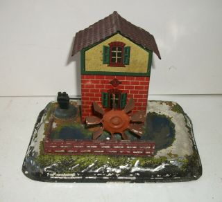 Vintage Gbn Bing Tin Litho Water Wheel House With Hammer For Steam Engines