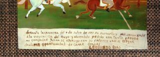 Retablo “Horse Racer Gives Thanks for Win” Orig Folk Art Mexico Ex - Voto Painting 2