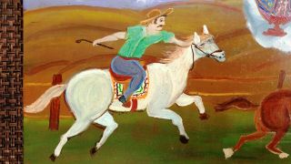 Retablo “Horse Racer Gives Thanks for Win” Orig Folk Art Mexico Ex - Voto Painting 3