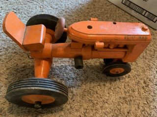 Vintage Peter - Mar Wooden Toy Tractor and Wagon With Hay Wagon Also 3
