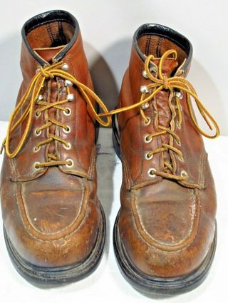 Vtg Red Wing Men ' s Brown Leather 4439 Moc Ankle Steel Toe Boots SZ 11 E Made USA 2
