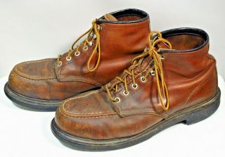 Vtg Red Wing Men ' s Brown Leather 4439 Moc Ankle Steel Toe Boots SZ 11 E Made USA 3