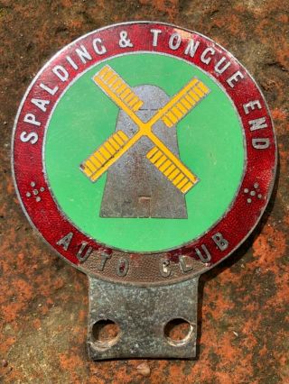 Vintage Car Badge Mascot Chrome Brass & Enamel Spalding & Tongue End A Club