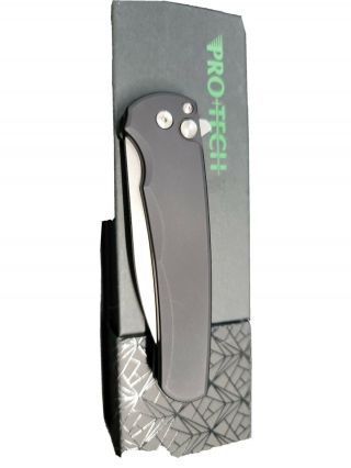 Pro - Tech Malibu Wharncliffe Plunge Lock Flipper Knife Black (3.  3 " Stonewash)