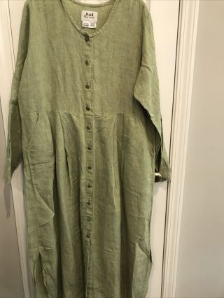 Vintage Flax By Jeanne Engelhart 100 Light Weight Linen Shirt Dress W/pockets M