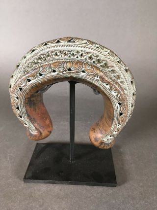 African Bracelet,  Heavy Bronze On Custom Display Stand
