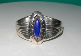 Vintage Platero Old Pawn Lapis Lazuli Sterling Silver Cuff Bracelet