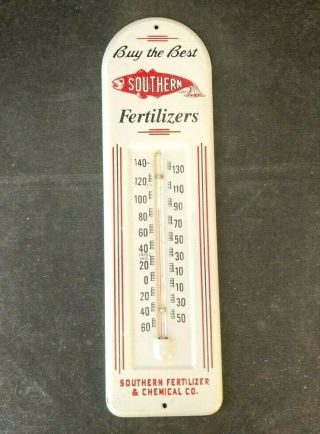 Vintage Southern Fertilizers Painted Thermometer Rare Old Advertising Sign Fish