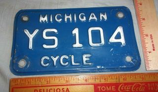 Michigan Motorcycle License Plate Vintage Collectible Biker Garage Mi Mc Tag