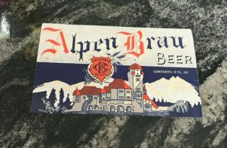 Vintage Alpen Brau Beer Bottle Label Columbia Brewing Co St.  Louis Mo