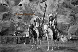 1900s Native American Indian Chiefs On Horseback Headdress Glass Photo Negative