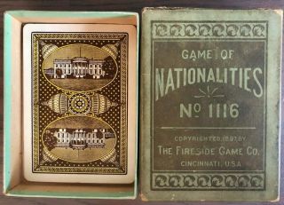 Antique 1897 Card Game Of Nationalities The Fireside Game Company No.  1116