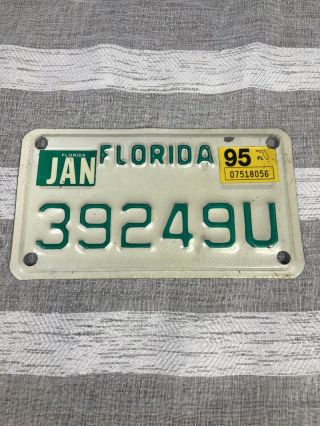 Vintage Florida Motorcycle License Plate 39249u 1995 Motorcycle Plate Look