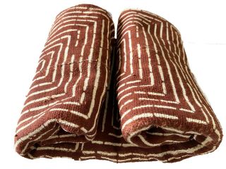 Brown & White African Bogolan Mud Cloth Textile 40.  5 " By 64 "