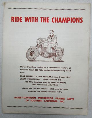 1955 VINTAGE MOTORCYCLE RACE RACING PROGRAM TRIUMPH HARLEY DAVIDSON TEX LUSE 3