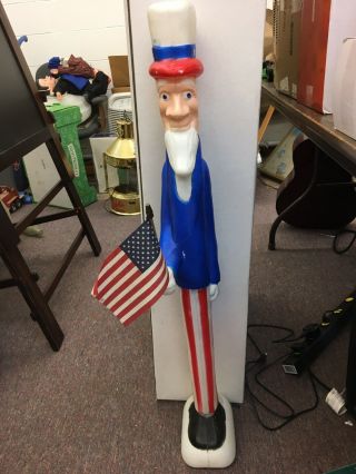 Vtg 36 Union Uncle Sam Blow Mold Light Up Yard Decor 4th Of July Labor Day