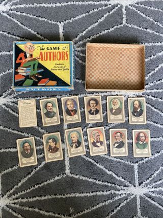 Vintage Antique Card Game - Game Of Authors.  Shakespeare,  Dickens,  Poe,  Emerson
