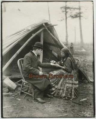 1910s Romani Gypsy Fortune Teller Palm Reading Tent Glass Photo Camera Negative