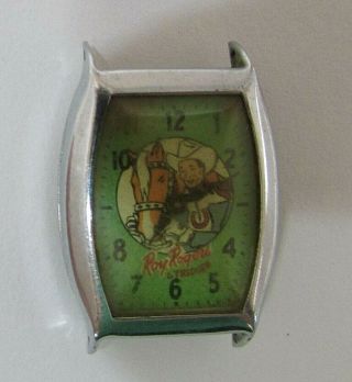 Vintage Roy Rogers And Trigger Rectangle Green Wristwatch Watch Sh