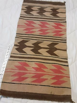 Vintage Native American Navaho? Handmade.  Saddle Blanket Rug 38 In X 18 In