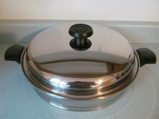 Vintage Lifetime Stainless Steel Cookware 12 1/2 Frying Pan Skillet W/lid