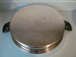 Vintage Lifetime Stainless Steel Cookware 12 1/2 Frying Pan Skillet w/Lid 3