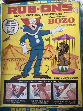 Bozo The Clown Rub Ons Transfers