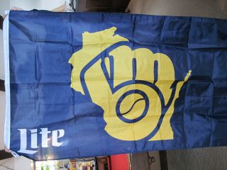 Milwaukee Brewers Miller Lite Beer Sga Postseason 2019 Champs Flag Banner