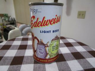 Old Edelweiss Light 12 Oz.  Flat Top Beer Can Drewry 