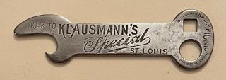 1910s Klausmann Special Beer St Louis Missouri Key Shaped Bottle Opener B - 21 - 116