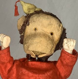 Hula Hoop Circus Monkey Vintage Japan Tin Felt Mechanical Wind Up Toy For Repair