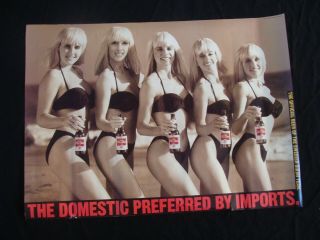 Old Milwaukee Beer Poster Swedish Bikini Team 2sided 1991