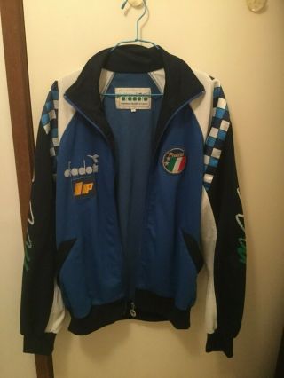 Vintage Italy 1990 World Cup Football Training Jacket Diadora Large Size Soccer
