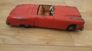 Jnf Giant Wind Up Clockwork Convertible Tin Toy Car West Germany No Key