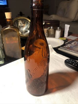 Vintage Koch Brewing Co Brown Beer Bottle Williamsport,  Pa Script