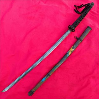 Japanese Sword Samurai Katana Signed Damascus Steel Blade Steel Sheath Japana832