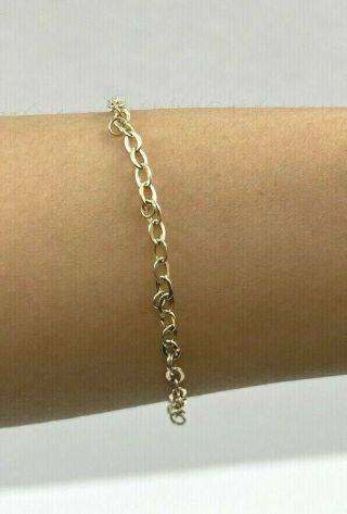 Vintage 10k Yellow Gold Cable Link Chain Charm Bracelet Solid 7.  25” 1.  42g