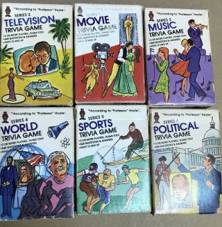 Professor Hoyles Card Games Pocket Trivia 1984 Full Set 6 Movie Tv Music Sports