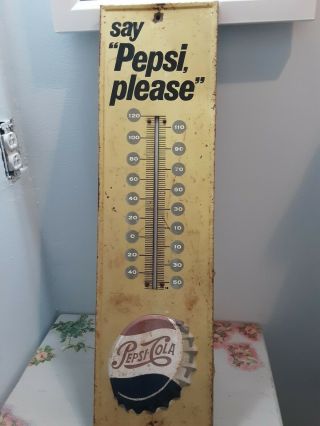 VINTAGE Say Pepsi Please Thermometer Made In The USA M165 3